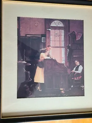 RARE 1970 Signed NORMAN ROCKWELL Lithograph The Marriage License Wedding • $100