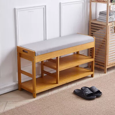 Hallway Shoe Bench Shoe Rack Storage Cabinet With Seat Cushion Corridor Stool • £39.95