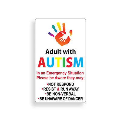 Adult Autism Sticker Emergency Rescue Car Vehicle Alert Window Safety Decal 911 • $2.29