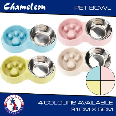 £8.65 • Buy Pet Bowl Dog Puppy Double Food Stainless Steel, Slow Feed / Water