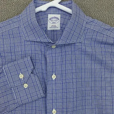 Brooks Brothers Shirt Mens 15.5 4/5 Slim Blue Houndstooth Button Up Long Sleeve • $19.99