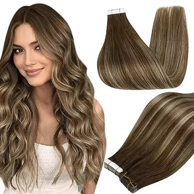  Balayage Tape In Hair Extensions 12Inch Tape In 12 Inch T4/24P4(4/27/4) • $27.18