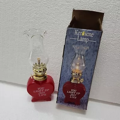 NEW Red Painted Heart Glass Miniature Kerosene Or Scented Oil Lamp Chimney Cib • $28.01