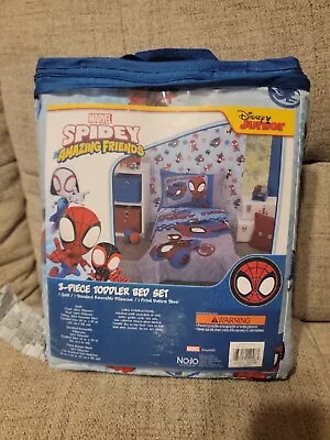 Disney Jr Marvel Spidey And His Amazing Friends 3-piece Toddler Bed Set New  • $20