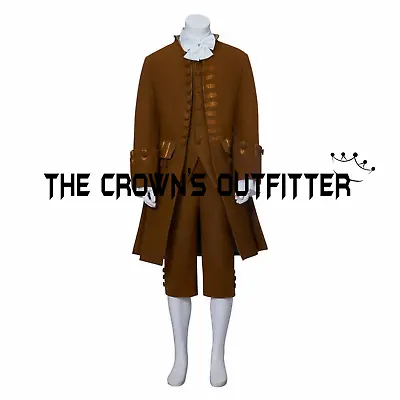 New Brown 18th Century Colonial Military Frock Coat Medieval Unifom Quick Shipp • $195.29
