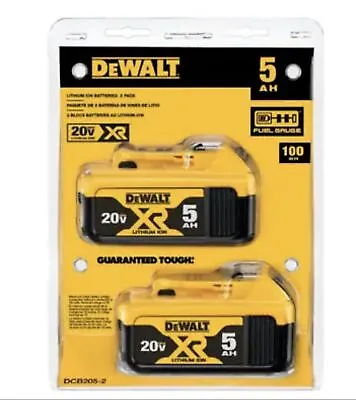 $94.92 • Buy 2Pack Dewalt DCB205 20V MAX XR 5.0 Ah Compact Power Tool Battery NEW SEALED