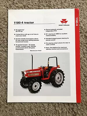 1993  Massey Ferguson 1180-4 Farm Tractors Sales Sheet. • $6.95