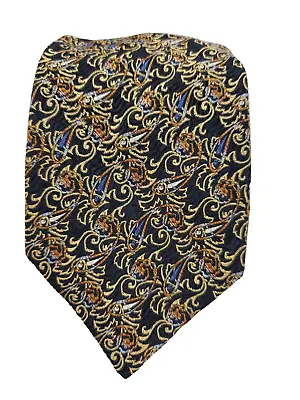 Robert Talbott 7 Seven Fold Silk Tie Black & Gold Barocco Floral 59.5  X 3.75  • $49.99