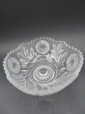 Millersburg Glass Bowl Hobstar And Feather/Fern Scalloped Sawtooth Pressed Antiq • $12