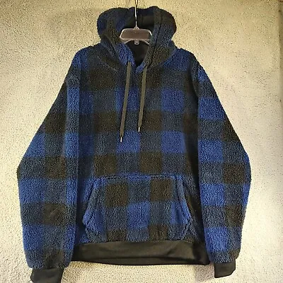 Company Eighty One Fleece Hoodie 2XL Mens Sherpa Pullover Plaid Drawstring • $25