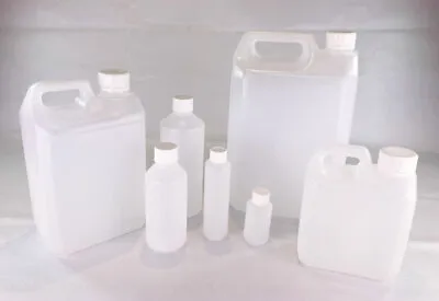 Plastic Bottles HDPE +Lid 50ml 100ml 250ml 500ml 1 Litre  2.5 Litre & 5 Litre • £7.95