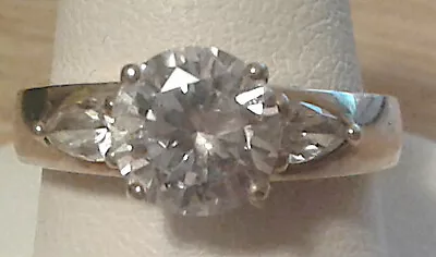 Diamonique Platinum Clad White CZs 1.85ctw. Engagement Ring Size 8 • $9.99