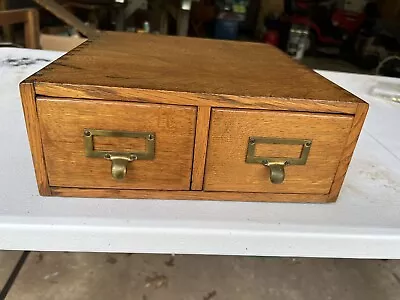 Vintage Antique Wagemaker Oak 2 Drawer Card Catalog Dovetailed Cabinet • $295