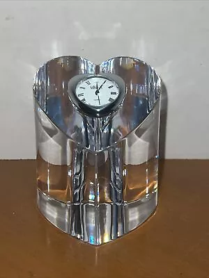 Mikasa Solitaire Heart Shaped Glass Desk Clock #XY295/875 - Needs Battery WORKS! • $19.95