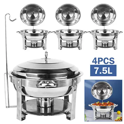 4X 7.5L Chafing Dish Set Bain Marie Buffet Servers Food Warmer Steel W/Lids AU • $204.99