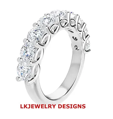 1.50 Ct Colorless Moissanite Round Semi Eternity Wedding Band Ring • $2599