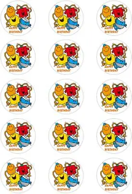 Happy Birthday /  Mr Men; Theme 38 Cupcake Topper; 15 X 2   Rice Paper Circles. • £2.50