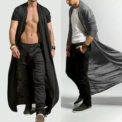 Full Length Mens Baggy Casual Coat Cape Loose Long Cardigan Cloak Tops Outwear • $21.35