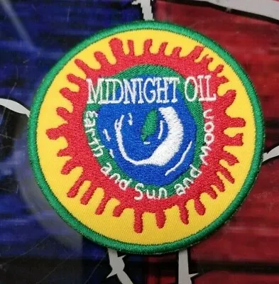 EMBROIDERED MIDNIGHT OIL ROCK BAND ROUND PATCH (Please Read Ad) • $14.85