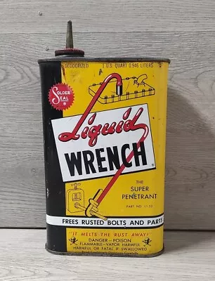 Vintage Liquid Wrench 1 Quart Advertising Tin Garage Shop Decor Charlotte NC  • $10.99