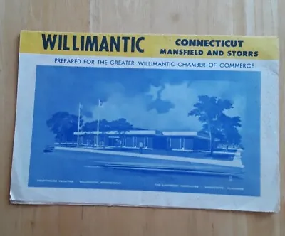Vintage 1971 Willimantic CT Map Chamber Of Commerce 11  X 7.5  Storrs Mansfield • $13.99