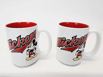 Disney Store Mickey Mouse Coffee Mugs Lot Of 2 Cups 10 Ounce New White Red  • $12.99