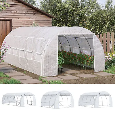 £87.99 • Buy Polytunnel Greenhouse Pollytunnel Tent W/ Steel Frame Zippered Door Windows