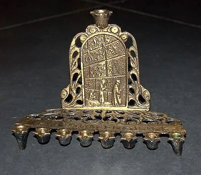 Judaica Menorah Hanukkah Vintage Hakuli Israel Wailing Wall Kotel Signed KL  • $82