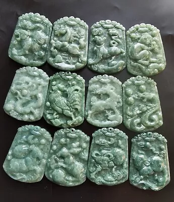 Certifiedchinese Zodiac Natural Green Jadeite Amulet PendantArope Necklace • $22