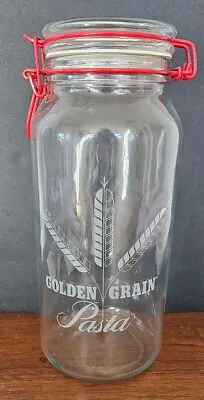 Spaghetti Jar Golden Grain Pasta Vintage Glass Canister Locking Hinged Anchor • $16