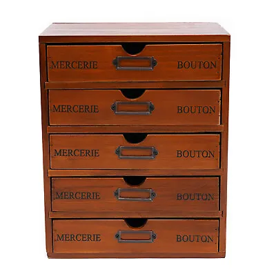 Vintage 5 Layers Large Jewelry Organizer Wooden Storage Box Case With 5 Drawers • $51