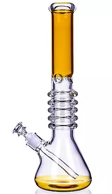 THICK 16  HEAVY Tall Beaker BONG Glass Water Pipe BIG Hookah Bubbler AMBER *USA* • $71.99