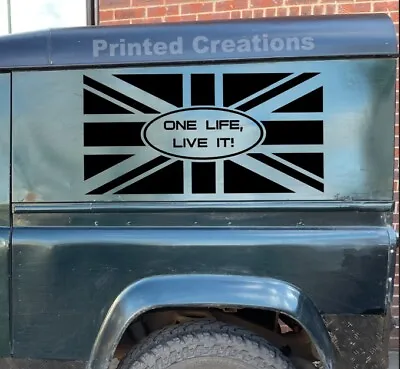 LAND ROVER DEFENDER One Life Live It STICKERS GRAPHICS DECALS Union Jack Flag • £28