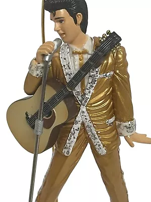 Elvis Presley Holiday Ornament Gold Suit Guitar & Microphone 2002 Trevco 4  T • $14.95