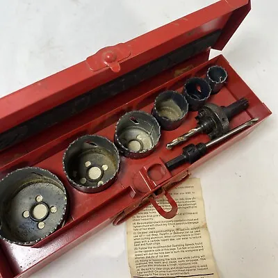 Vintage Nice Shape Klein Tools 31180 Electrician Hole Saw Kit Metal Or Wood ￼ • $38