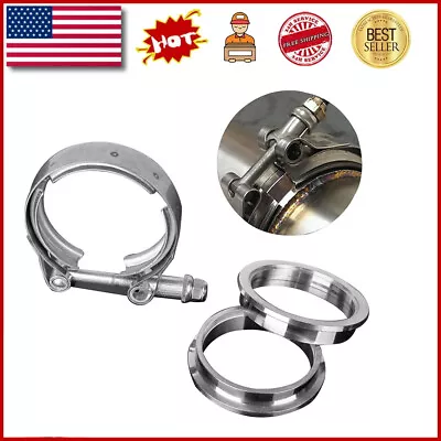 $14.85 • Buy 2.5'' Inch Stainless Steel V-Band Flange & Clamp Kit For Turbo Downpipes