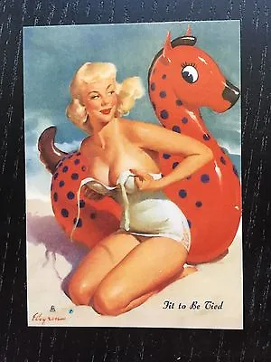Elvgren PINUP Girl Card -  Fit To Be Tied  - Brown & Bigelow • $5.95