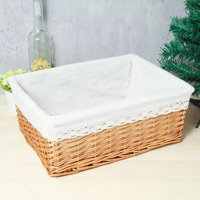 Wicker Basket With Lining Willow Woven Containers Home Bathroom Laundry Storage • $13.90