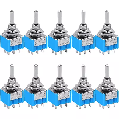 /10pcs DPDT Mini Toggle Switch 6-Pin 3 Position ON/Off/ON Miniature Toggle Sw • $15.82