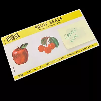 Vtg 1963 Eureka Die-Cut Fruit Seals Stickers 30 Seals 5 Designs #5450 Partial • $5.99