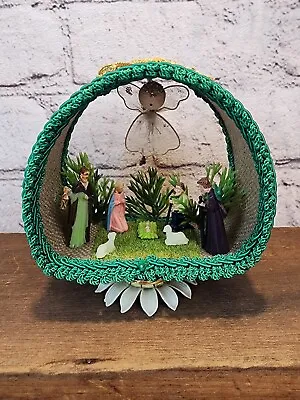 Vintage Christmas Handmade Diorama Nativity Scene Minatures On Stand • $14.99