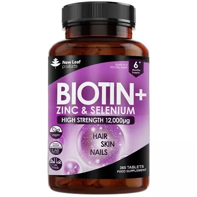 Biotin Hair Growth Vitamins 12000mcg - Enriched With Zinc & Selenium 6 Months • £14.95