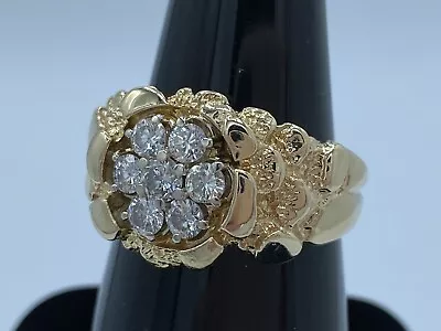 Men’s 14K Yellow Gold 1.00 Carat Natural Diamond Nugget Ring 11.5 • $1685