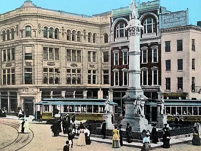 Postcard Lancaster PA - C1900s Penn Square Trolly - Civil War Soldiers Monument • $5