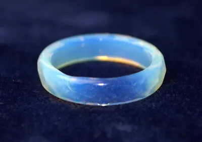 £17.41 • Buy Handmade Opal Moonstone Wedding Ring Band Clear Blue Polished Stone Ring For Her