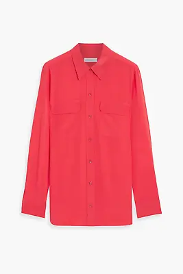 EQUIPMENT Slim Signature Washed-silk Shirt SIZE MEDIUM RED • $90