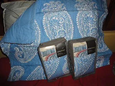 Echo Design Woodblock Paisley Blue White (3) Standard Pillow Shams 20 X 26  • $60