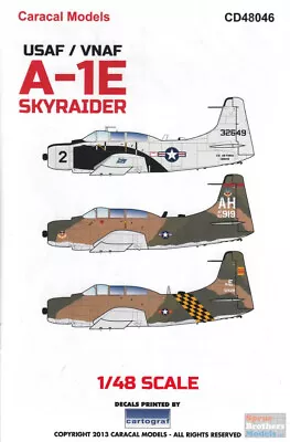 CARCD48046 1:48 Caracal Models Decals - USAF / VNAF A-1E Skyraider • $22.59