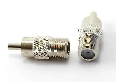 2pk RCA Plug To F-Type Connector Jack Adapter AV-A06-2 • $5.50