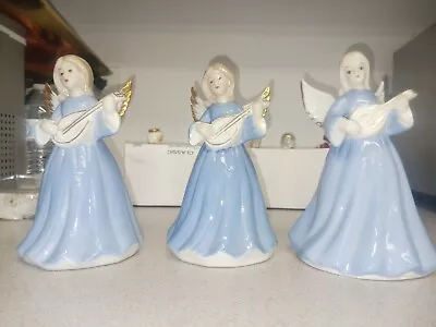 Lot Of 3 Vtg ENESCO Porcelain ANGEL  Mandolin Music Box  Beethoven Fur Elise • $29